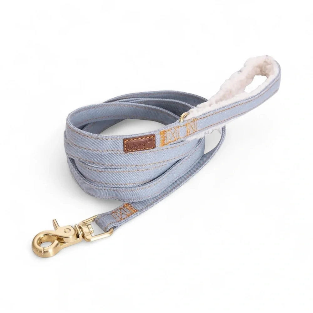 Wrangler Light Wash Denim and Sherpa Dog Lead
